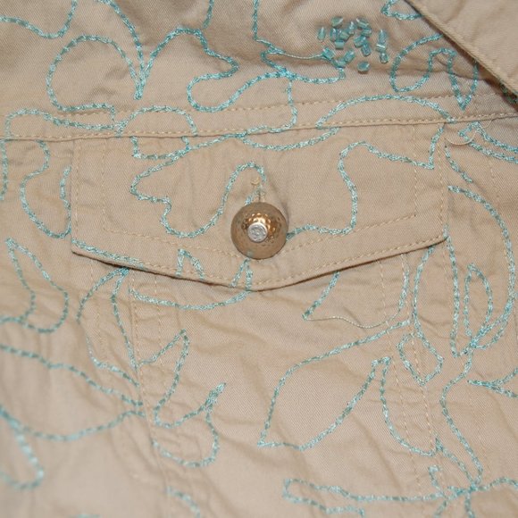 Brandon Thomas Women's Beige W/ Blue Seed Bead Embroidery Jacket Size Medium - Picture 13 of 13